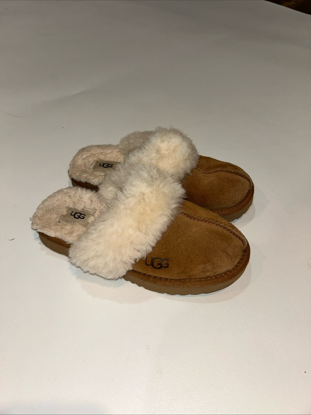 UGG Kids Cozy II Slipper Chestnut Suede Shearling Fur Mule  US Size 2 Kids
